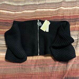 Michael Kors Black Ribbed Convertible Scarf